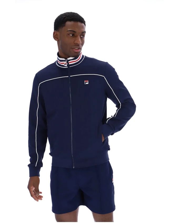 Giacca da tuta Fila Federico con collo a punta blu navy