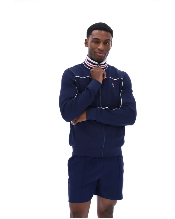Giacca da tuta Fila Federico con collo a punta blu navy