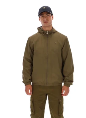 Giacca Ian con zip integrale in verde oliva scuro