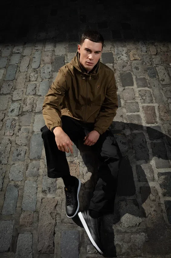 Giacca Ian con zip integrale in verde oliva scuro