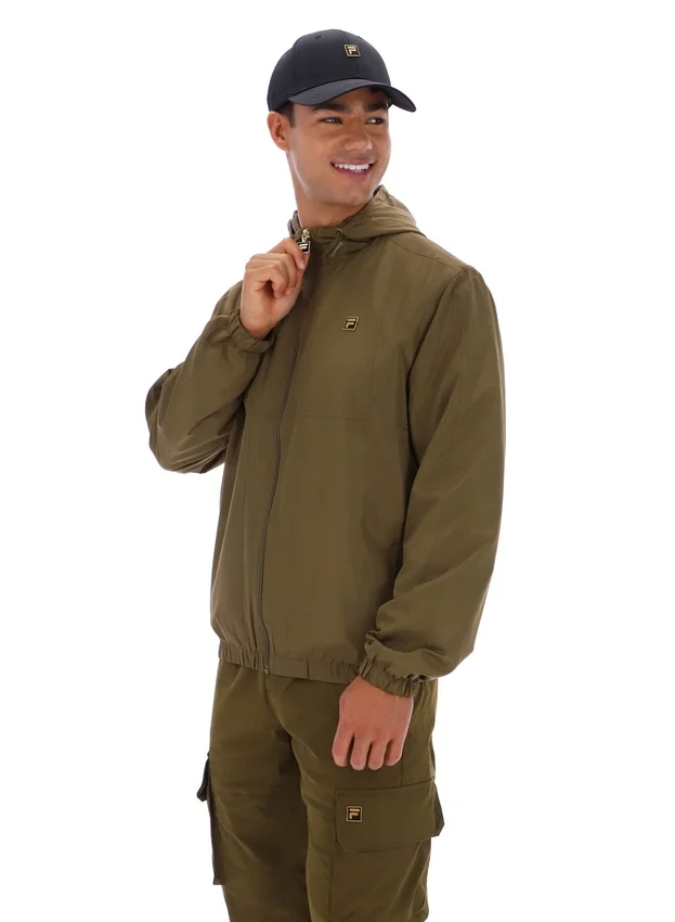 Giacca Ian con zip integrale in verde oliva scuro