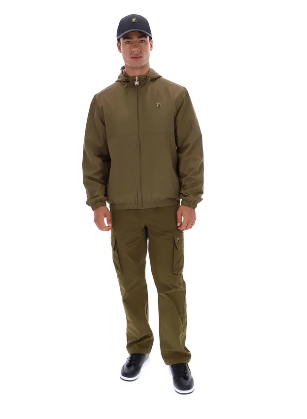 Giacca Ian con zip integrale in verde oliva scuro