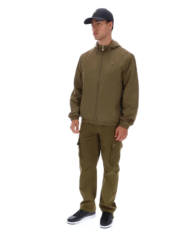 Giacca Ian con zip integrale in verde oliva scuro