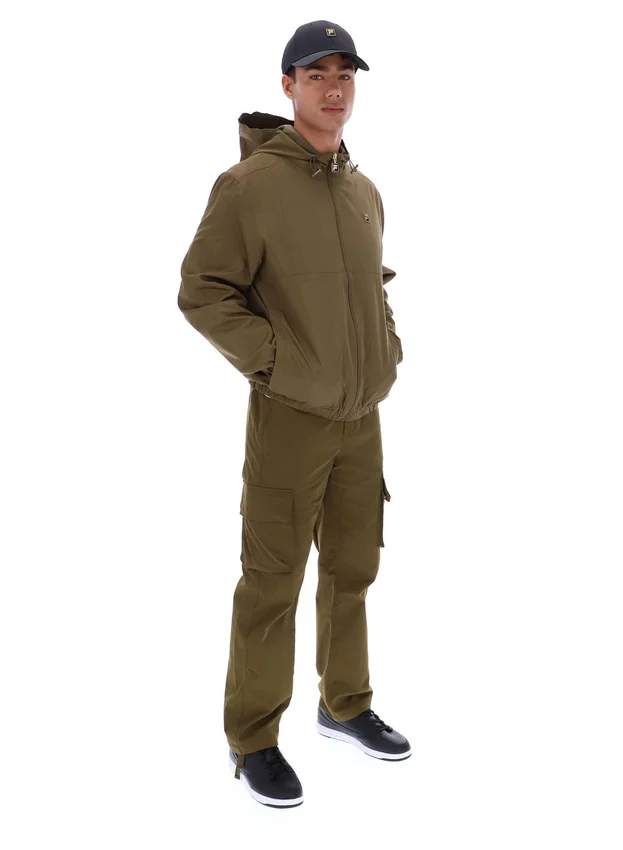 Giacca Ian con zip integrale in verde oliva scuro