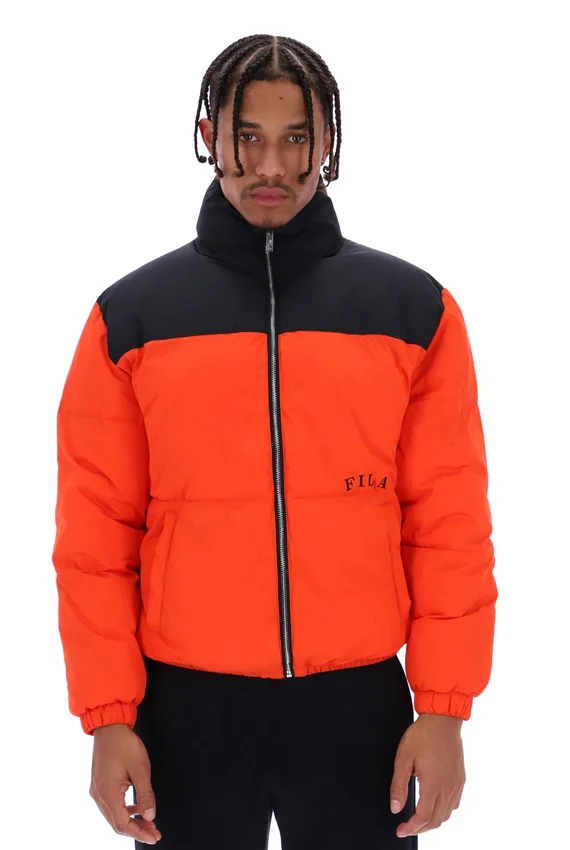 Giacca imbottita unisex Evan con inserti in Tangerine Tango