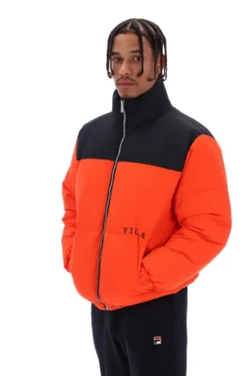 Giacca imbottita unisex Evan con inserti in Tangerine Tango