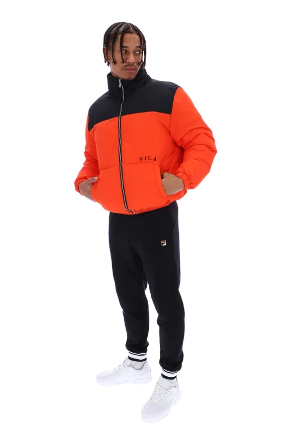 Giacca imbottita unisex Evan con inserti in Tangerine Tango