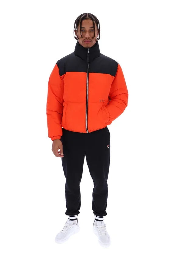 Giacca imbottita unisex Evan con inserti in Tangerine Tango