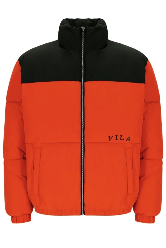 Giacca imbottita unisex Evan con inserti in Tangerine Tango
