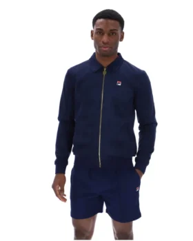 Giacca in pelle scamosciata Fila Francesco blu navy