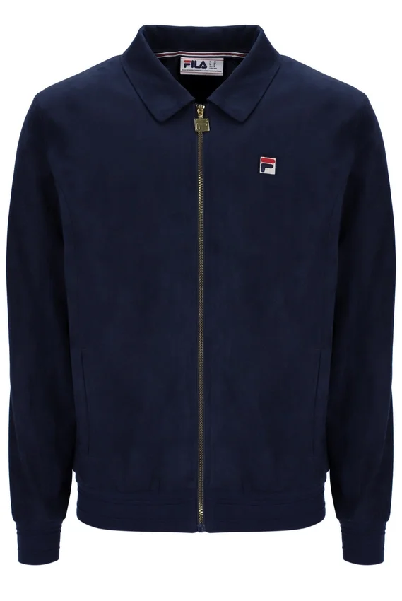 Giacca in pelle scamosciata Fila Francesco blu navy