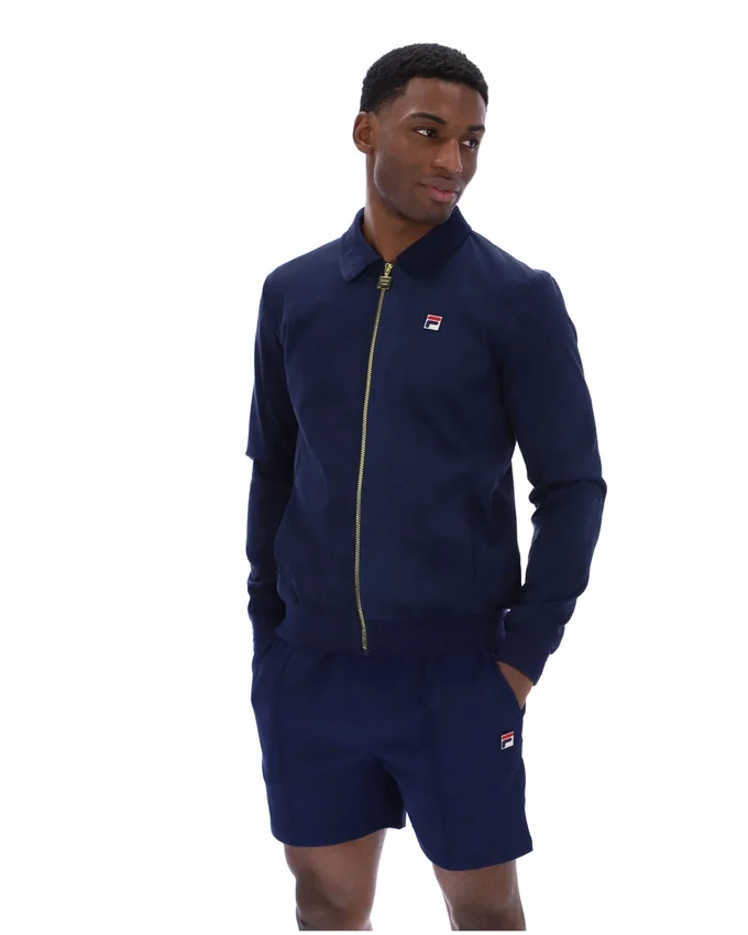 Giacca in pelle scamosciata Fila Francesco blu navy