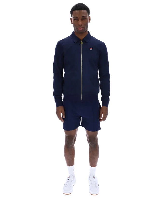 Giacca in pelle scamosciata Fila Francesco blu navy