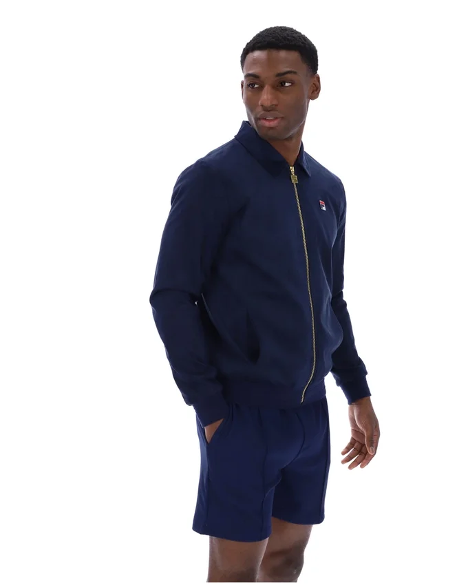Giacca in pelle scamosciata Fila Francesco blu navy