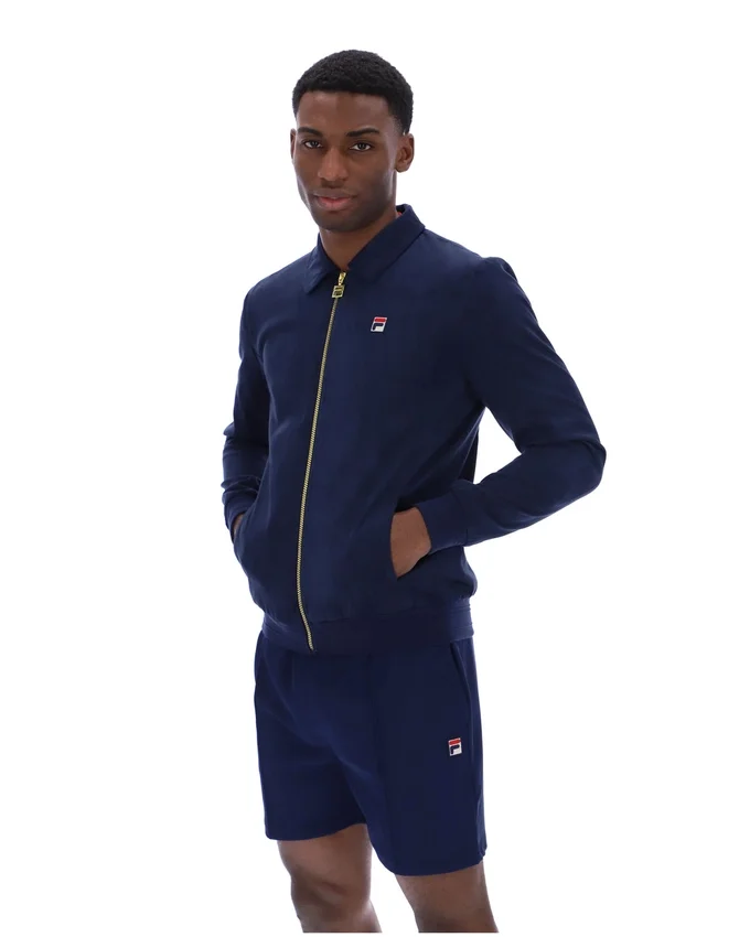 Giacca in pelle scamosciata Fila Francesco blu navy