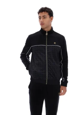 Giacca in velluto nera Higgans con zip integrale