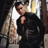 Giacca in velluto nera Higgans con zip integrale