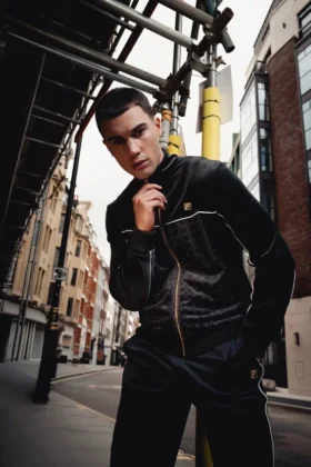 Giacca in velluto nera Higgans con zip integrale