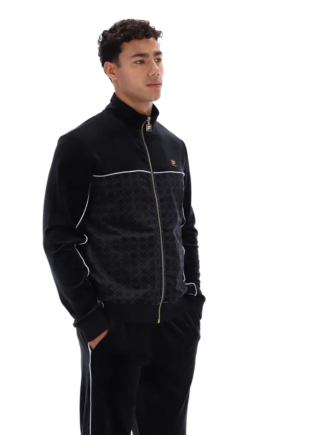 Giacca in velluto nera Higgans con zip integrale
