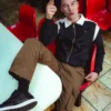Giacca nera Morton con zip integrale e inserti a contrasto
