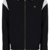 Giacca nera Morton con zip integrale e inserti a contrasto