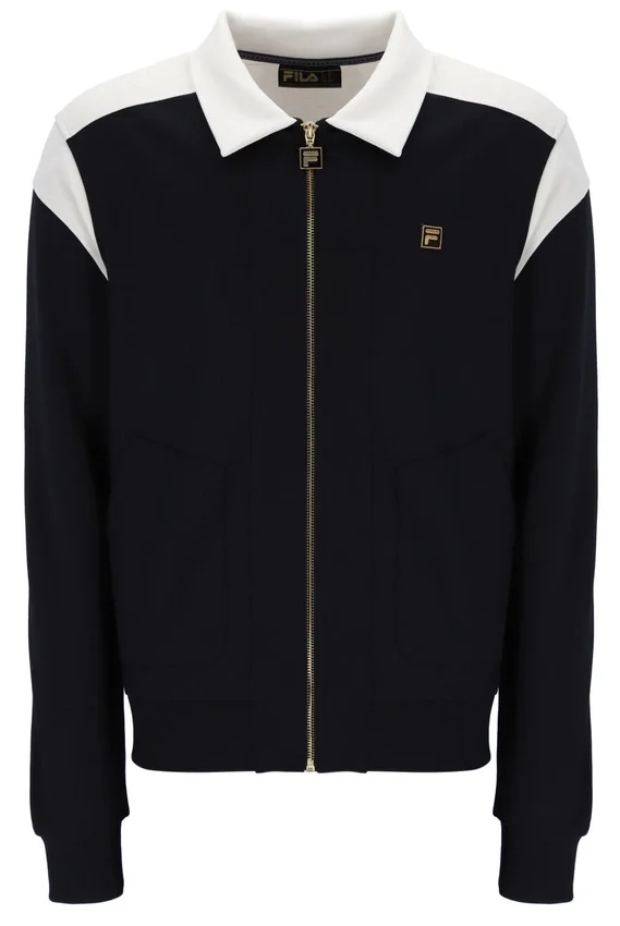 Giacca nera Morton con zip integrale e inserti a contrasto