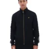 Giacca nera Roman con zip integrale e dettagli a nastro