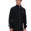 Giacca nera Roman con zip integrale e dettagli a nastro