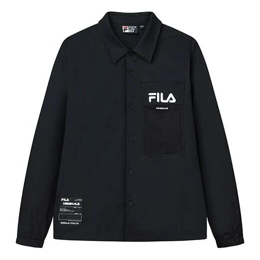 Giacca sportiva casual da uomo Fila con logo Alphabet, nera