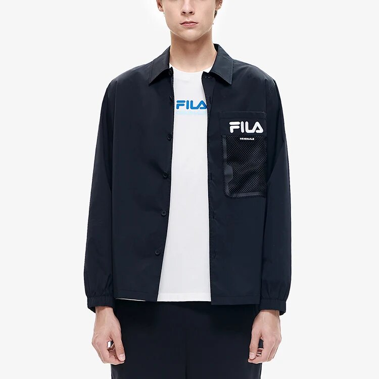 Giacca sportiva casual da uomo Fila con logo Alphabet, nera