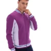 Giacca sportiva da baseball Settanta in viola tramonto