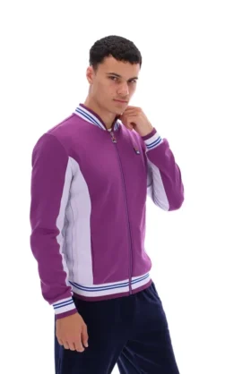 Giacca sportiva da baseball Settanta in viola tramonto