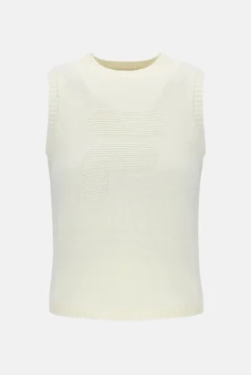 Gilet corto in maglia bianco sporco