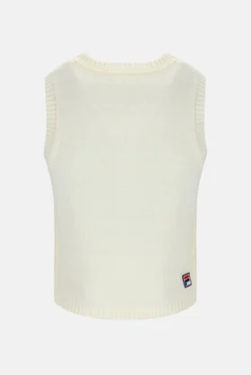 Gilet corto in maglia bianco sporco