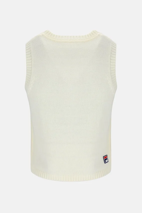 Gilet corto in maglia bianco sporco