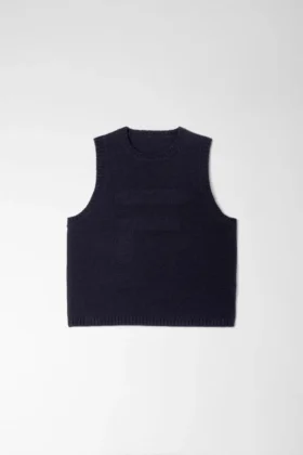 Gilet corto in maglia blu notte