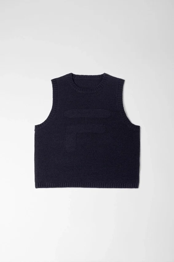 Gilet corto in maglia blu notte