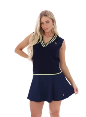 Gilet Fila Jorja in maglia a trecce blu navy