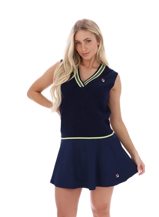 Gilet Fila Jorja in maglia a trecce blu navy