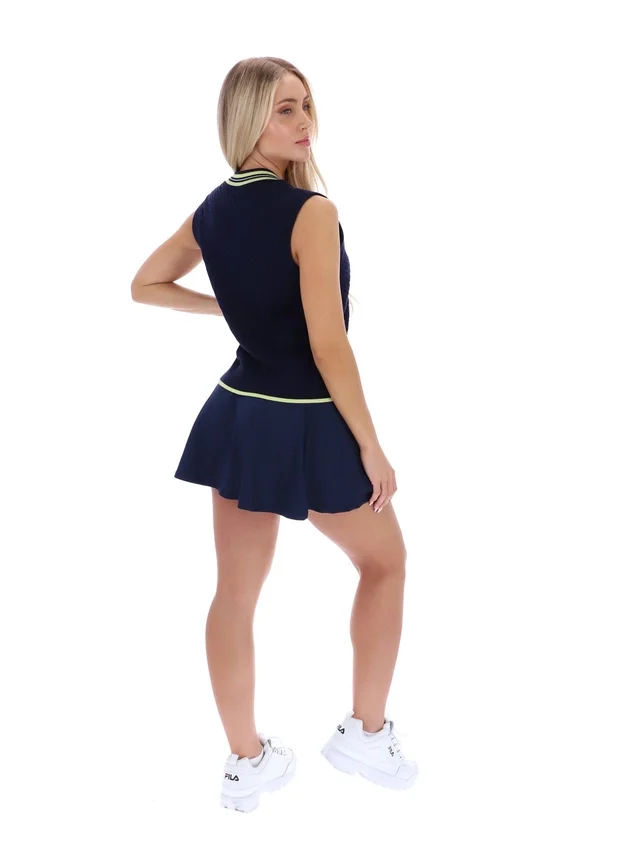 Gilet Fila Jorja in maglia a trecce blu navy