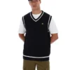 Gilet nero in maglia testurizzata Mellor con bordino