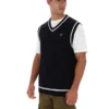 Gilet nero in maglia testurizzata Mellor con bordino