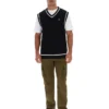 Gilet nero in maglia testurizzata Mellor con bordino