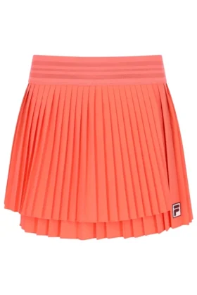 Gonna da tennis avvolgente a pieghe da donna arancione neon