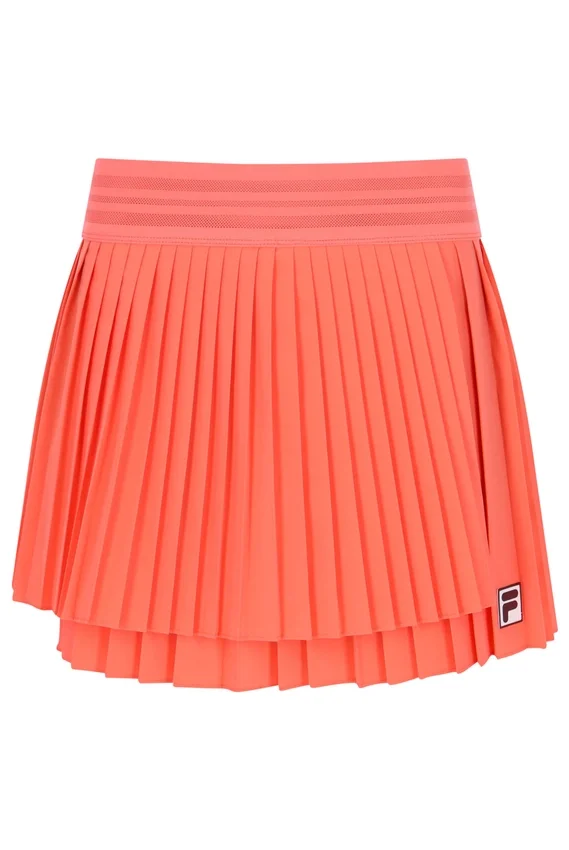 Gonna da tennis avvolgente a pieghe da donna arancione neon