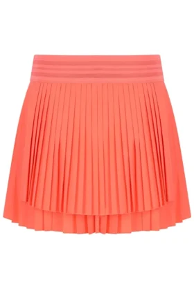 Gonna da tennis avvolgente a pieghe da donna arancione neon