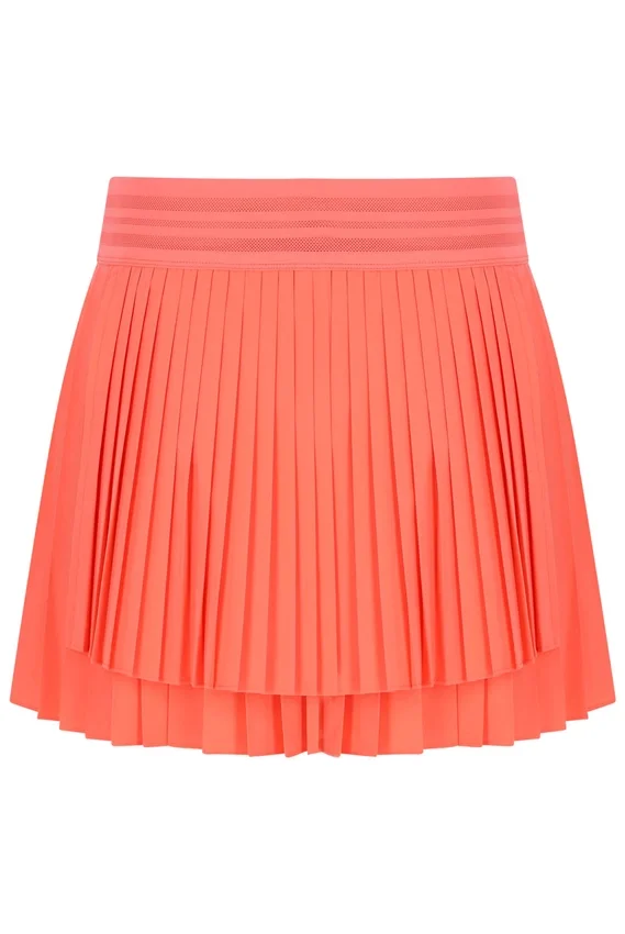 Gonna da tennis avvolgente a pieghe da donna arancione neon