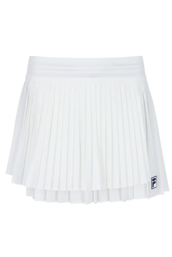 Gonna da tennis avvolgente a pieghe da donna in bianco sporco