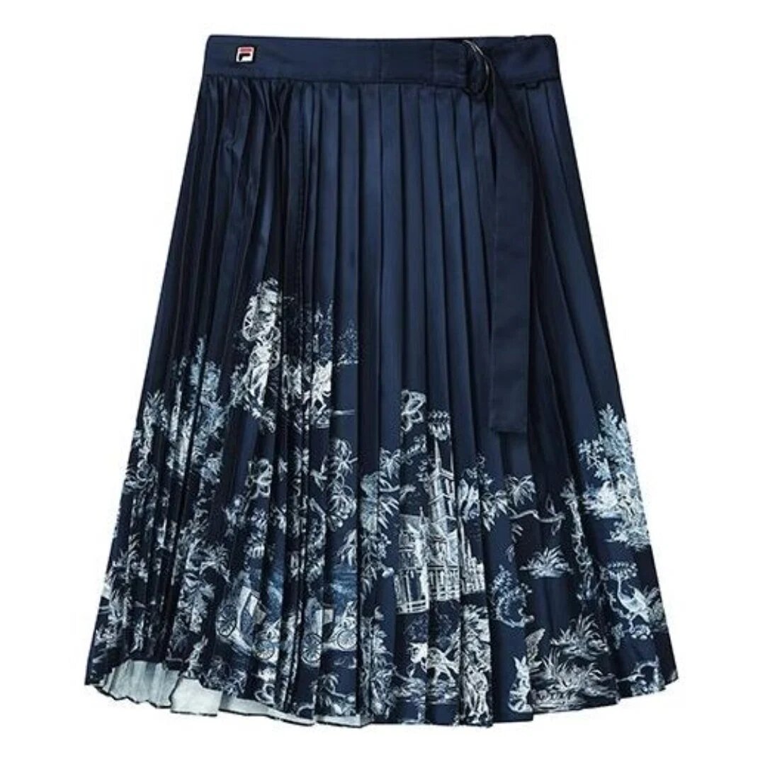 Gonna lunga casual "Navy White"