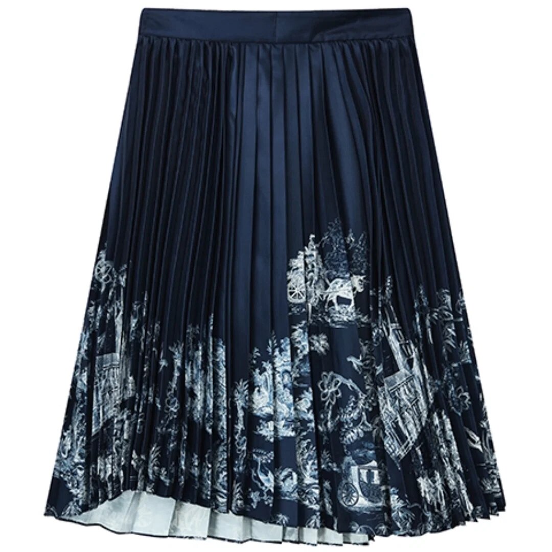 Gonna lunga casual "Navy White"